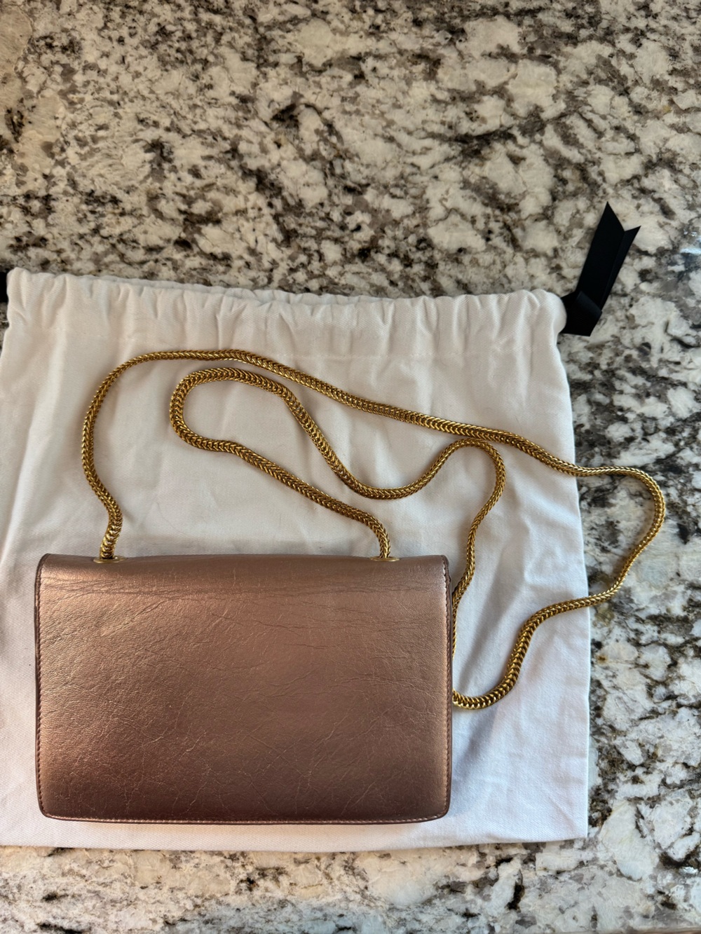 Yves Saint Laurent Metallic Rose Crossbody Bag with Gold Chain - Picture 2 of 13